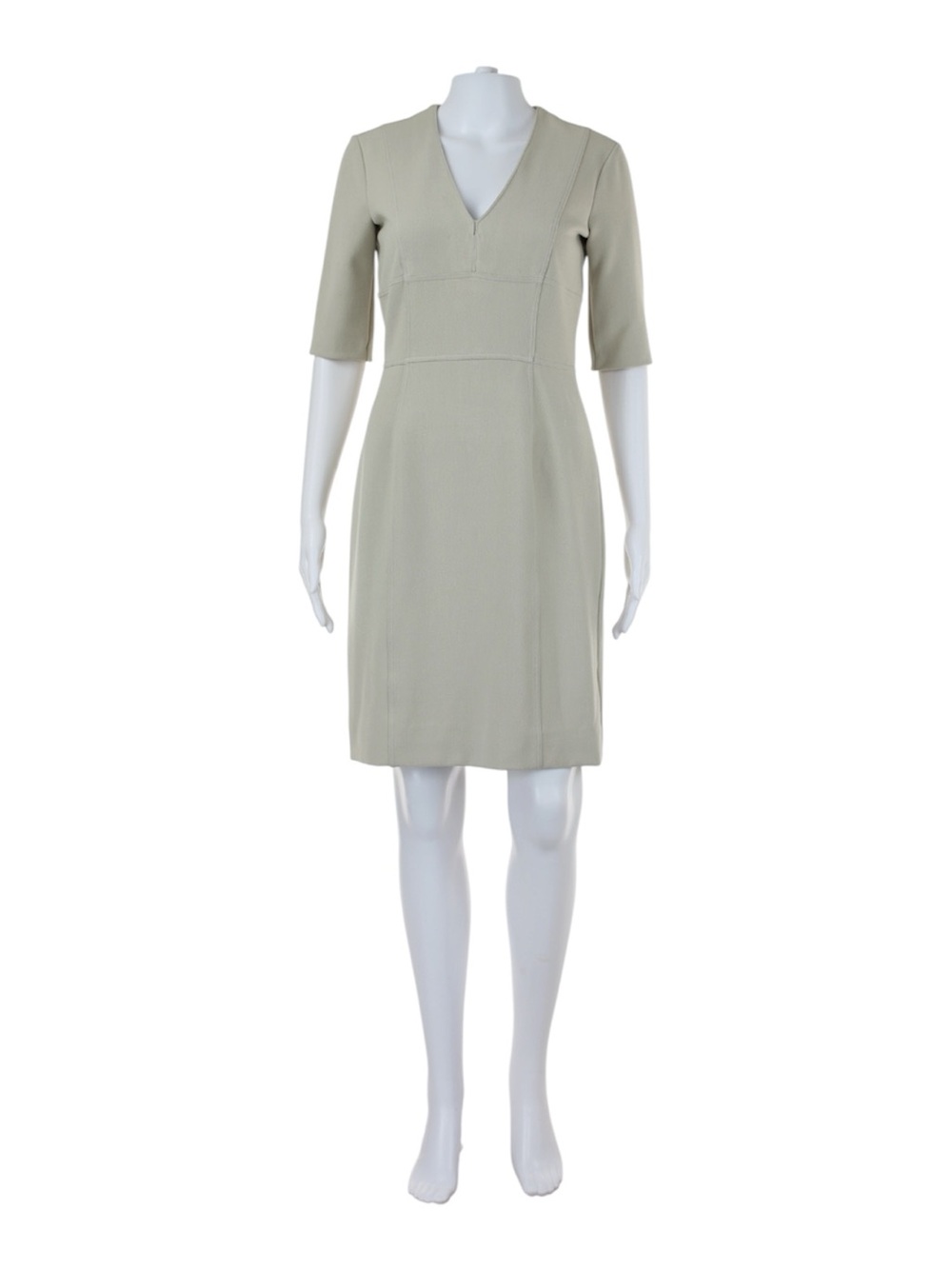 V-Neck Short Sleeve Sheath Dress in Light Sage